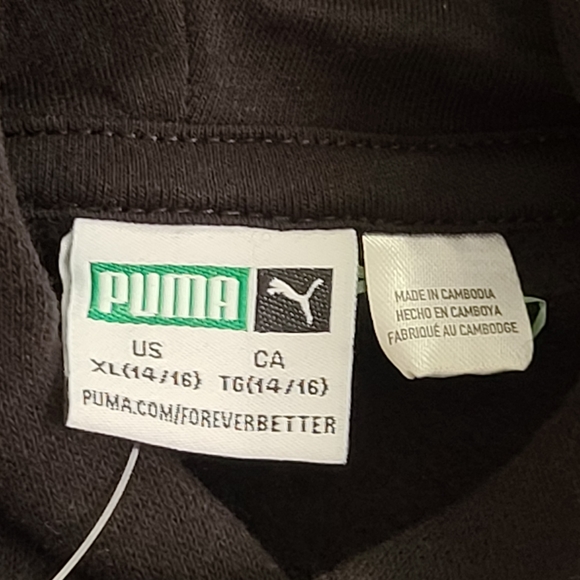 Puma Hoodie with Pockets, XL (14/16), Black and White - Picture 6 of 8